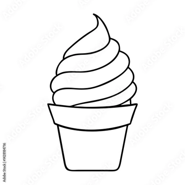 Fototapeta soft serve in a swirl cup icon, soft serve in a swirl cup line art - simple line art of soft serve in a swirl cup, perfect for soft serve in a swirl cup logos and icons