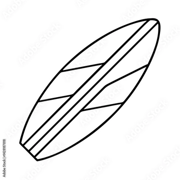 Fototapeta surfboard icon, surfboard line art - simple line art of surfboard, perfect for surfboard logos and icons