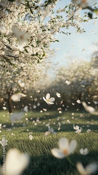 Fototapeta blossom trees Blossoming flowers in a serene natural setting.