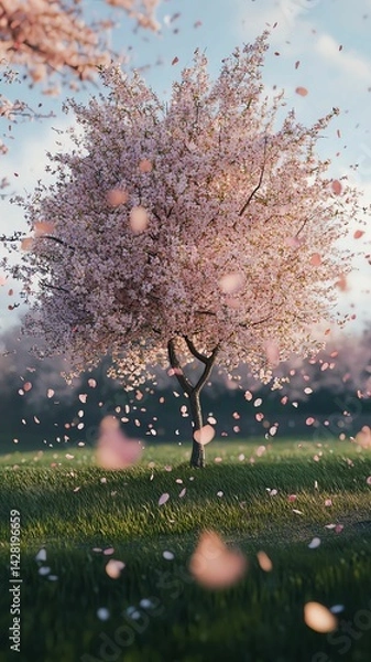 Fototapeta blossom trees Beautiful cherry blossom tree in full bloom.
