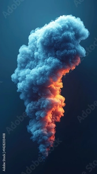 Obraz Surreal 3D Render of Abstract Minimal Yellow Background with Floating White Clouds in Dreamy Space
