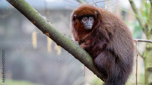 Fototapeta Red Howler Monkey Resting on Tree Branch