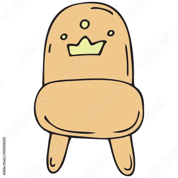 Fototapeta small children s wooden chair for a child, vector cute colored children s element in doodle style with black outline, delicate colors