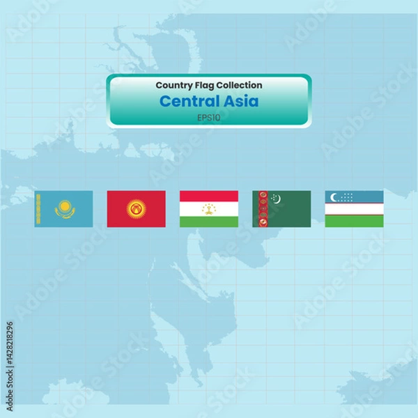 Obraz All central asian flags continent Vector illustration template