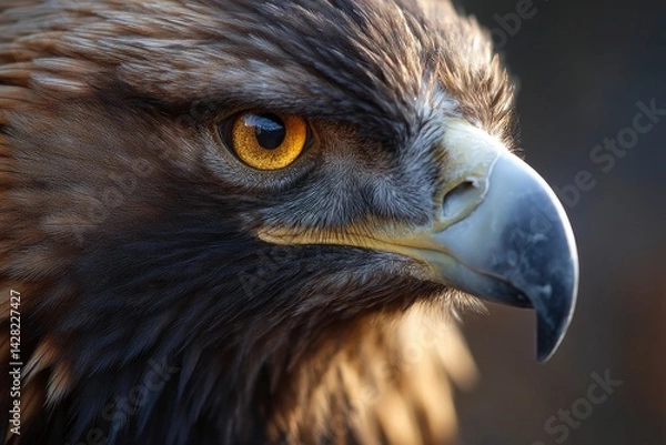 Fototapeta Eagle Head Close Up with Golden Eye and Sharp Beak