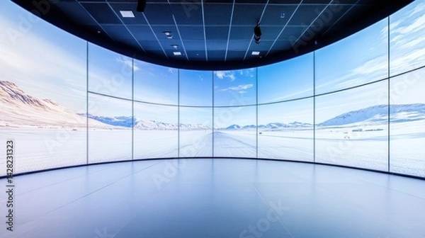 Fototapeta Curved Screen Displaying a Snowy Landscape