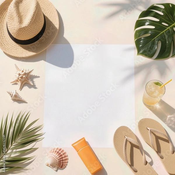 Obraz flat lay composition themed around relaxation and vacation