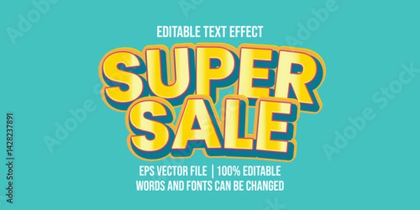 Fototapeta Super sale retro vintage text effect, Editable text effect