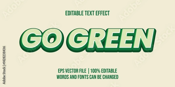 Fototapeta Go green nature, Editable text effect