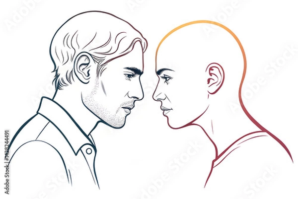Obraz Intimate Line Art of Two Faces