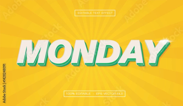 Obraz Monday text effect with yellow background