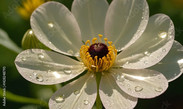 Obraz 예쁘게 활짝 핀꽃 이슬을 머금고 있다