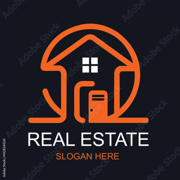 Fototapeta Luxury property logo with initial letter and slogan vector