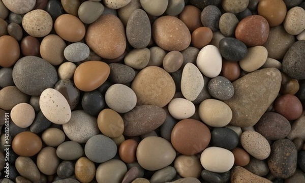 Fototapeta A seamless array of naturally smoothed rocks, a textural landscape