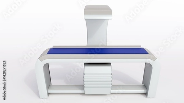 Fototapeta A 3d rendering of  a portion of a DEXA or Dual-energy X-ray absorptiometry machine. A clean and functional, typical of medical diagnostic equipment.