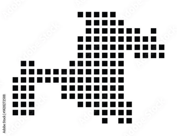 Fototapeta Symbol Map of the City Köthen (Anhalt) (Germany) showing the city with a pattern of just a few black squares