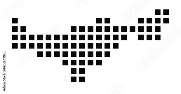 Fototapeta Symbol Map of the City Neckarsulm (Germany) showing the city with a pattern of just a few black squares