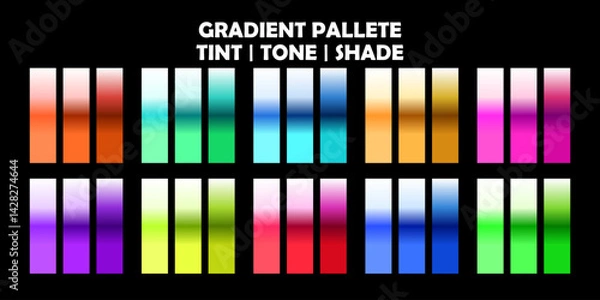 Fototapeta a set gradient color palet, tint, tone and shade gradation color