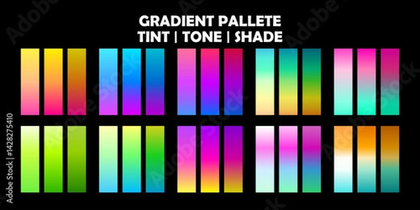Fototapeta a set gradient color palet, tint, tone and shade gradation color