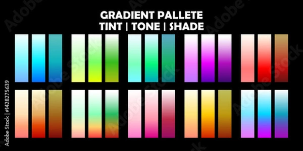 Fototapeta a set gradient color palet, tint, tone and shade gradation color