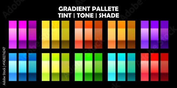 Fototapeta a set gradient color palet, tint, tone and shade gradation color