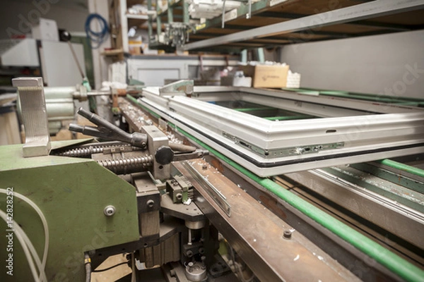 Fototapeta machine for assembly of plastic windows