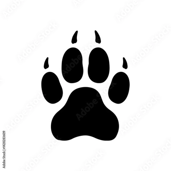 Obraz Cheetah paw silhouette icon vector flat design.