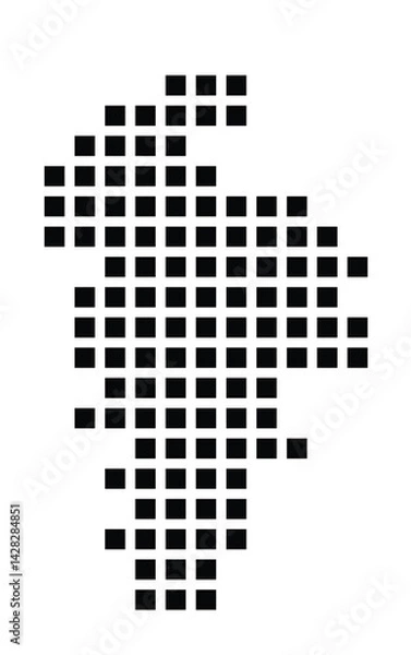 Fototapeta Symbol Map of the City Zwickau (Germany) showing the city with a pattern of just a few black squares
