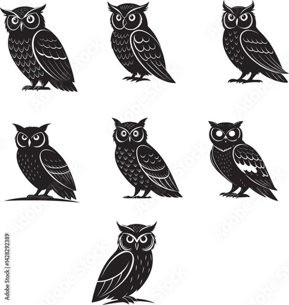 Fototapeta set of vector owls