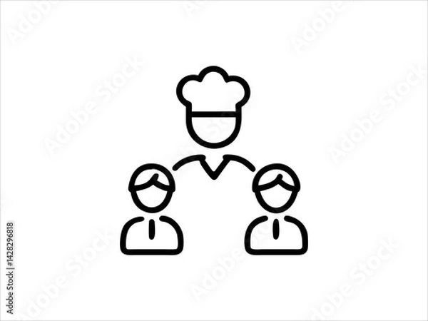 Fototapeta Simple black line art chef icon set