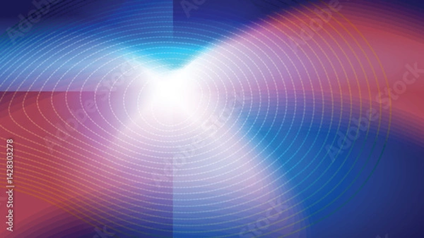 Fototapeta Abstract neon light with dash line oval on gradient blue creative background. Vector illustration.