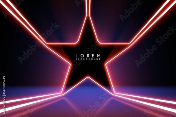 Fototapeta Neon light star shape template