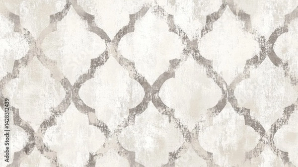 Fototapeta Light beige and gray geometric pattern with distressed texture