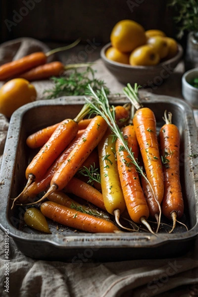 Obraz Oven roasted carrots - a simple, delicious side dish