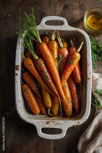 Obraz Oven roasted carrots - a simple, delicious side dish