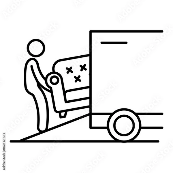 Fototapeta Loading Couch into Truck Icon. Activity-based illustration for lifestyle, home, or outdoor task contexts
