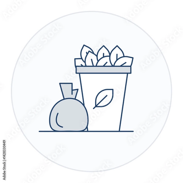 Fototapeta Garden Waste Disposal Icon. Activity-based illustration for lifestyle, home, or outdoor task contexts