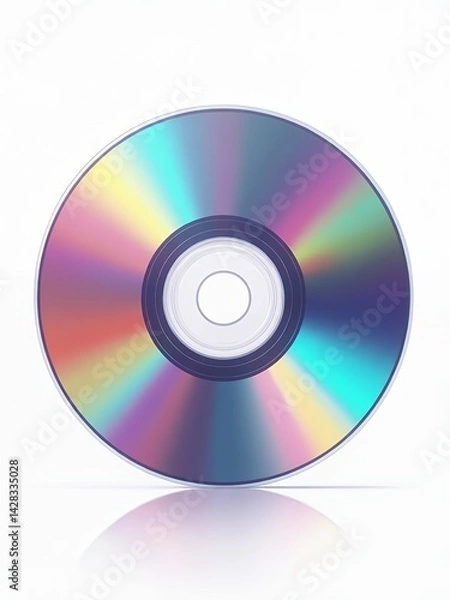 Obraz an image of a cd with a rainbow disc on a white surface, there is a cd with a rainbow disc on it