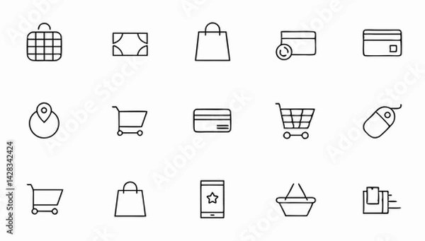 Fototapeta  e commerce icon set with editable stroke  online  (1).eps