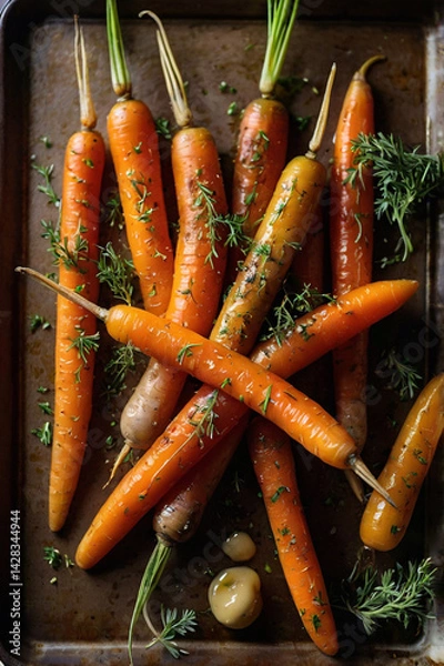 Obraz Oven roasted carrots - a simple, delicious side dish
