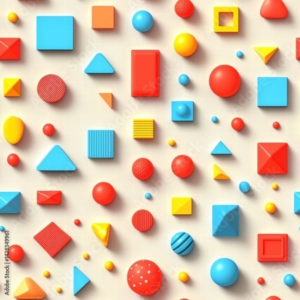 Fototapeta Assorted collection of different shapes in a colorful arrangement creating a dynamic design