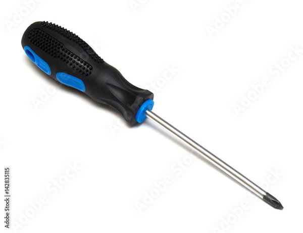 Obraz Screwdriver isolated on white background. Flat lay, top view