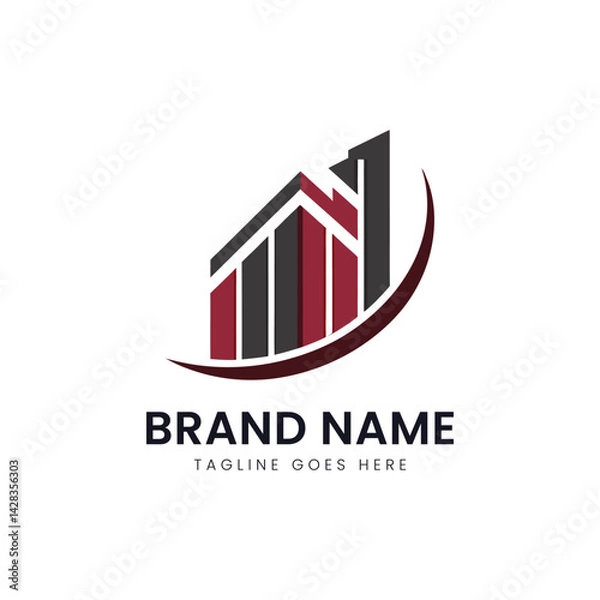 Fototapeta A modern and sleek logo design featuring abstract buildings in bold colors, conveying a sense of growth and professionalism.