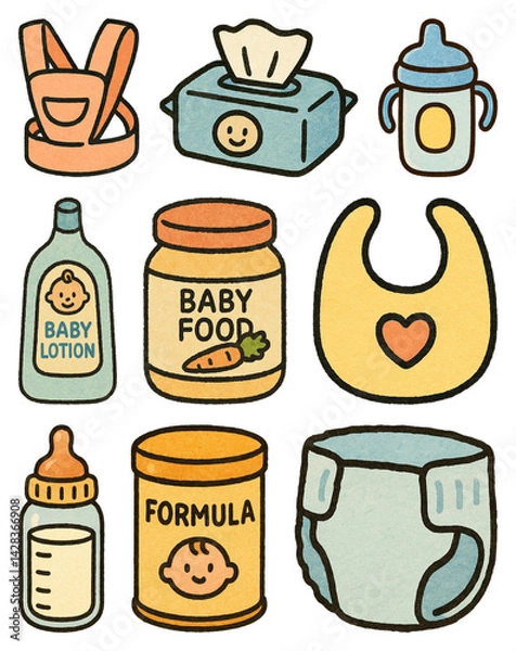 Fototapeta set of baby objects