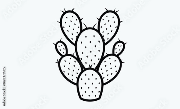 Fototapeta Prickly pear cactus silhouette, Prickly pear cactus silhouette icon vector illustration design on white background. 