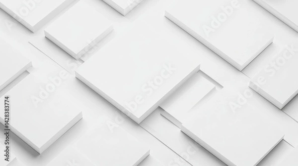 Fototapeta Abstract geometric arrangement of blank business cards