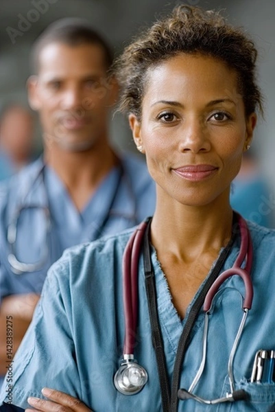 Fototapeta Nurses exude confidence and dedication symbolizing compassion and care in the medical field