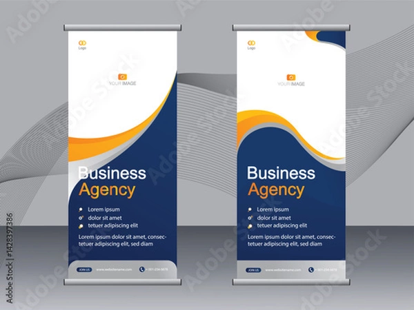 Obraz Business banner roll up set, standee banner template. modern banner.