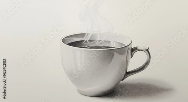 Obraz Light gray cup of steaming coffee