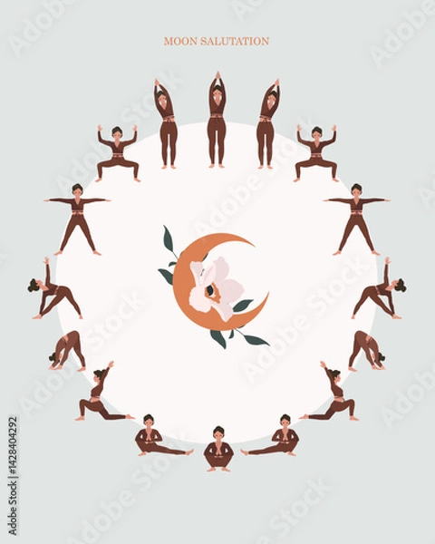 Obraz Moon salutation poster, Chandra Namaskar